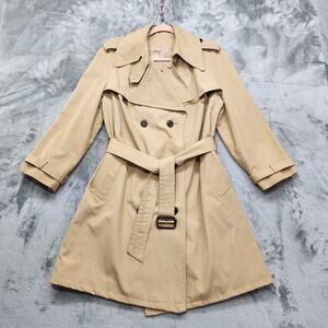 Vintage 70s Etienne Aigner Trench Coat Women 12 Tan Khaki Double Breasted Luxury